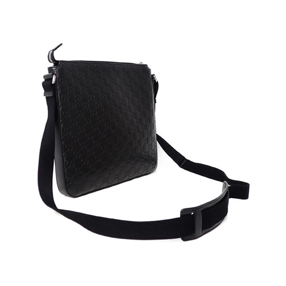 Gucci Leather Crossbody Messenger Signature Black Bag ssima